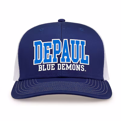 Blue and white baseball cap with 