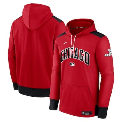 Red Chicago White Sox Nike hoodie with black accents, front pocket, and 