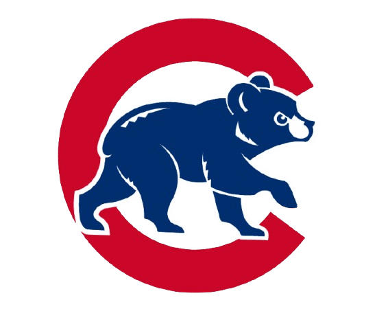 A blue bear cub walks inside a large red letter 
