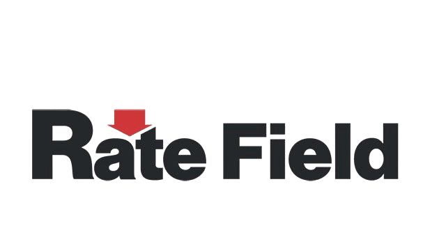 The text "Rate Field" in bold black letters, with a red downward arrow above the letter "a" in "Rate.