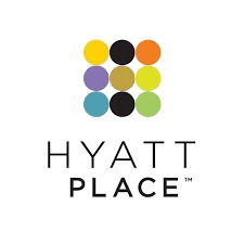 Hyatt Place logo featuring a grid of nine colorful circles above the text "HYATT PLACE" on a light background.