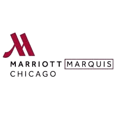 Marriott Marquis Chicago logo featuring a red stylized "M" above the text "Marriott Marquis Chicago" on a white background.