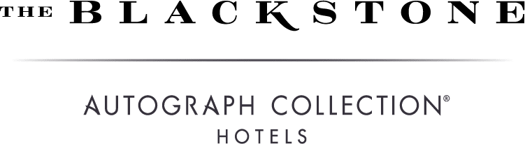 Logo for The Blackstone Autograph Collection Hotels, with the words “The Blackstone” above “Autograph Collection Hotels” in black text on a white background.